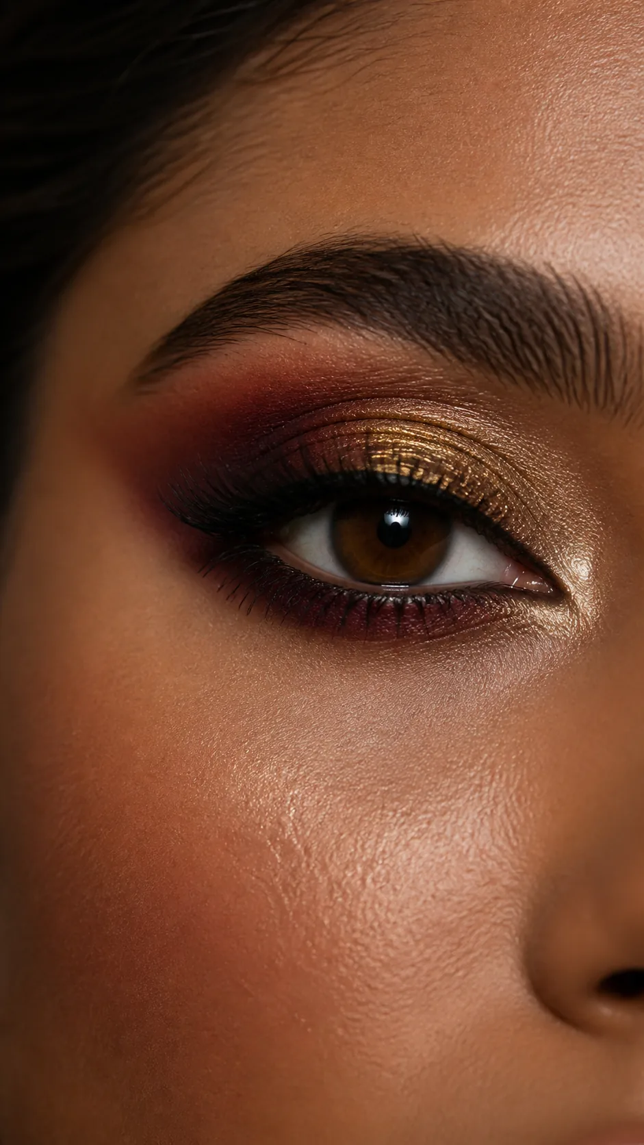 Close-up de maquiagem dos olhos