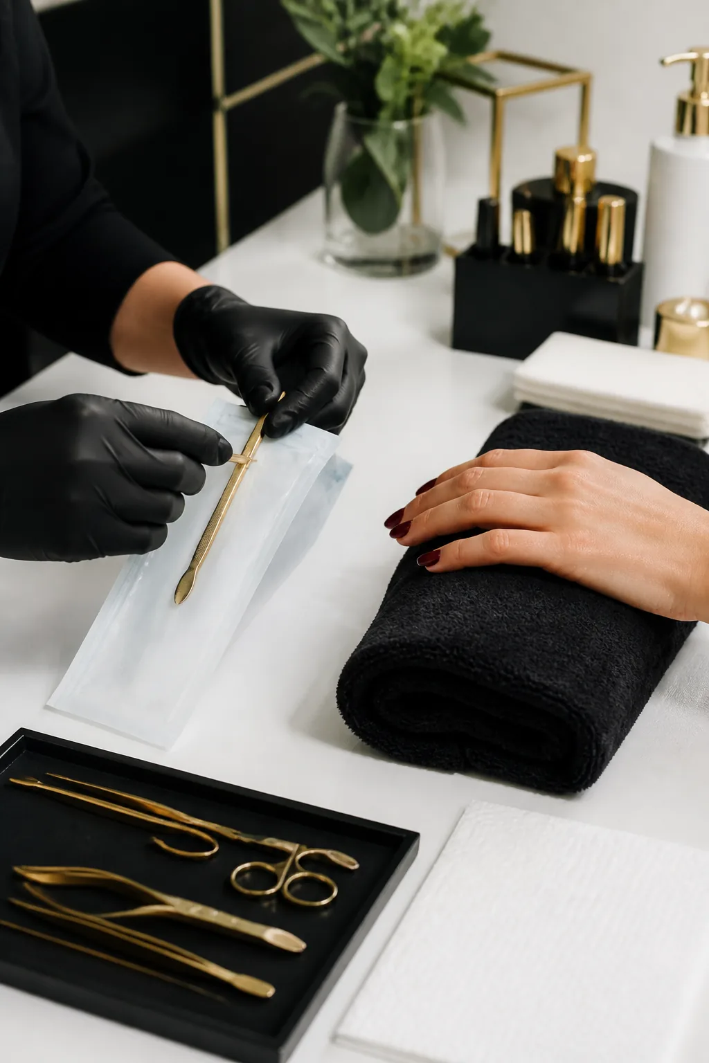 Ferramentas de manicure higienizadas e organizadas