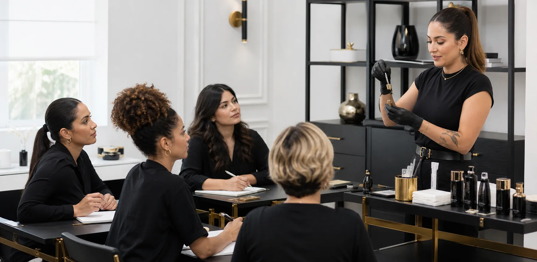 Aula de qualificação profissional em beleza