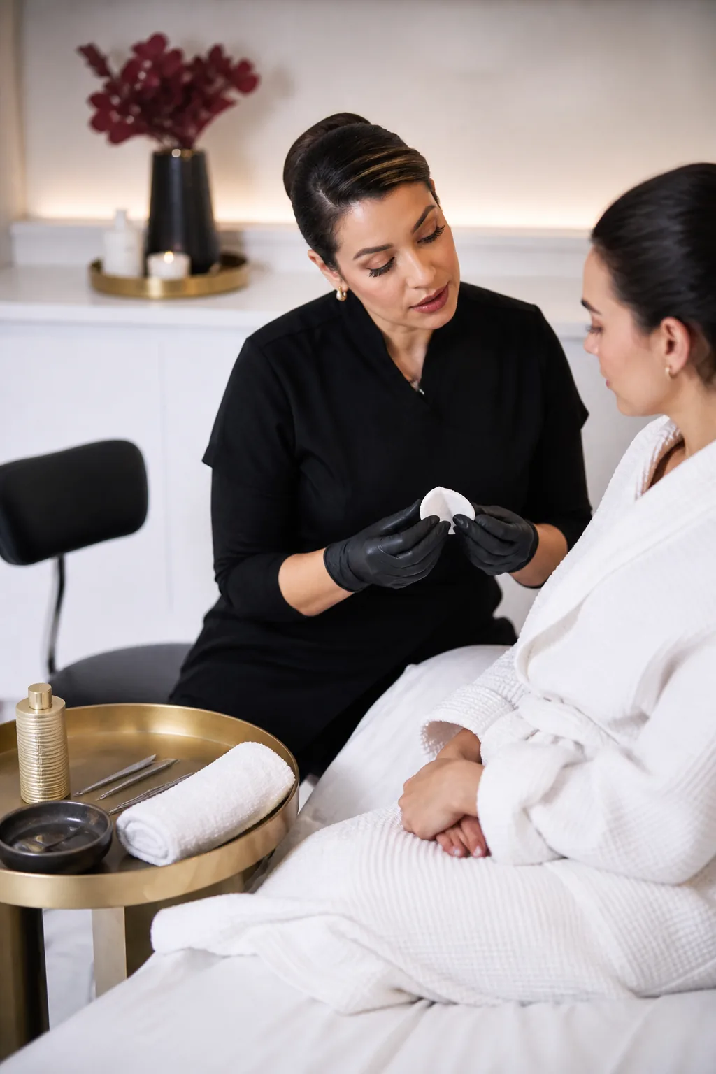 Consulta profissional de skincare com orientação segura